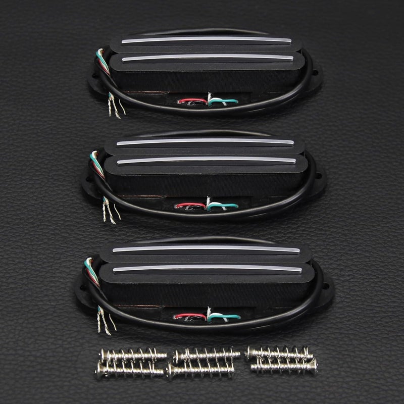 FLEOR 3pcs Hot Dual Rail Humbucker Set Ceramic N+M+B Single-Coil-Sized Guitar Humbucker Pickup,Black - Image 3
