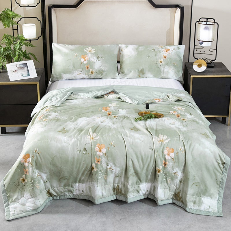 Category A Maternal And Infant-Grade Silk Summer Quilt, Silky Summer Quilt, Ice Silk Air Conditioning Quilt, Washable Thin Quilt For Students - Image 1