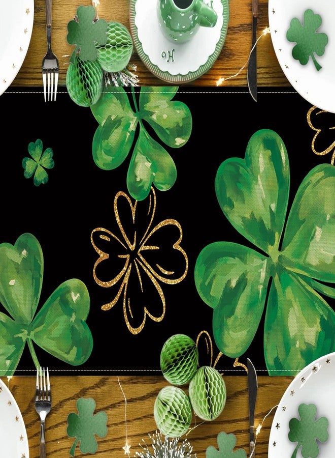 Seliem St. Patrick's Day Black Table Runner, Gold Shamrock Clover Kitchen Dining Table Decor, Irish Spring Home Decoration Indoor Outdoor Party Supply 13 x 72 Inches - Image 4