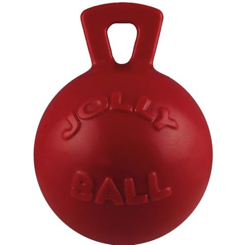 Jolly Pets TugnToss Heavy Duty Dog Toy Ball with Handle 8 InchesLarge Red 408 RD - Image 1