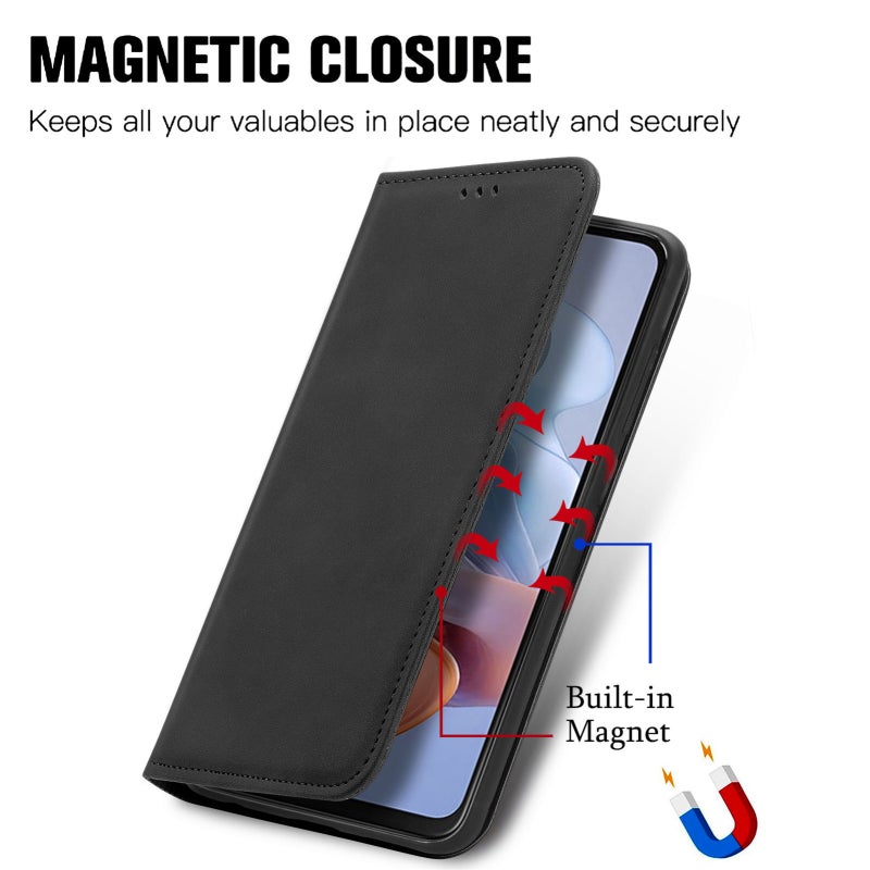 HuHa Protective Cover For Motorola  Moto G34 Retro Skin Feel Magnetic Flip Leather Phone Case(Black) - Image 4