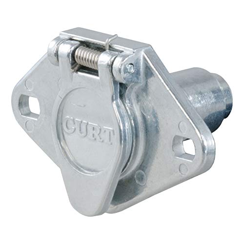 CURT 58070 VehicleSide 4Pin Round Trailer Wiring Harness Socket SILVER 1 Count Pack of 1 - Image 1