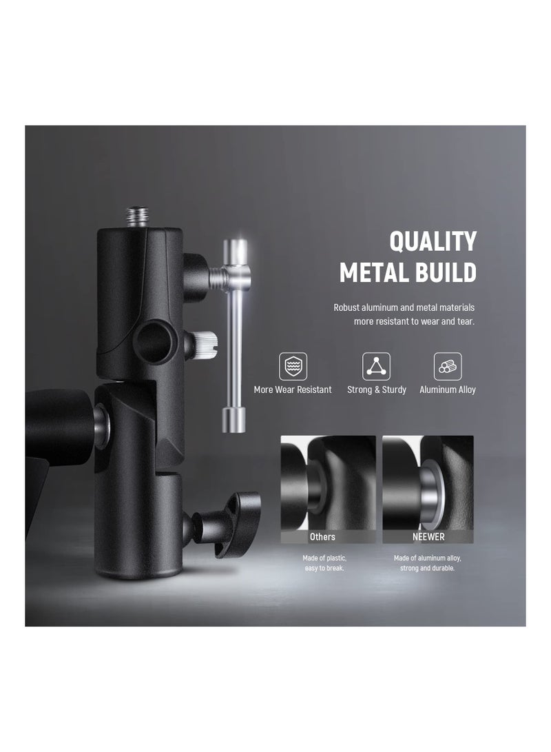 H-Type Camera Flash Bracket with Umbrella Softbox Holder, 180° Adjustable Metal Light Stand Adapter, 1/4" to 3/8" Screw for Speedlite LED Lamp Tripod. - Image 2