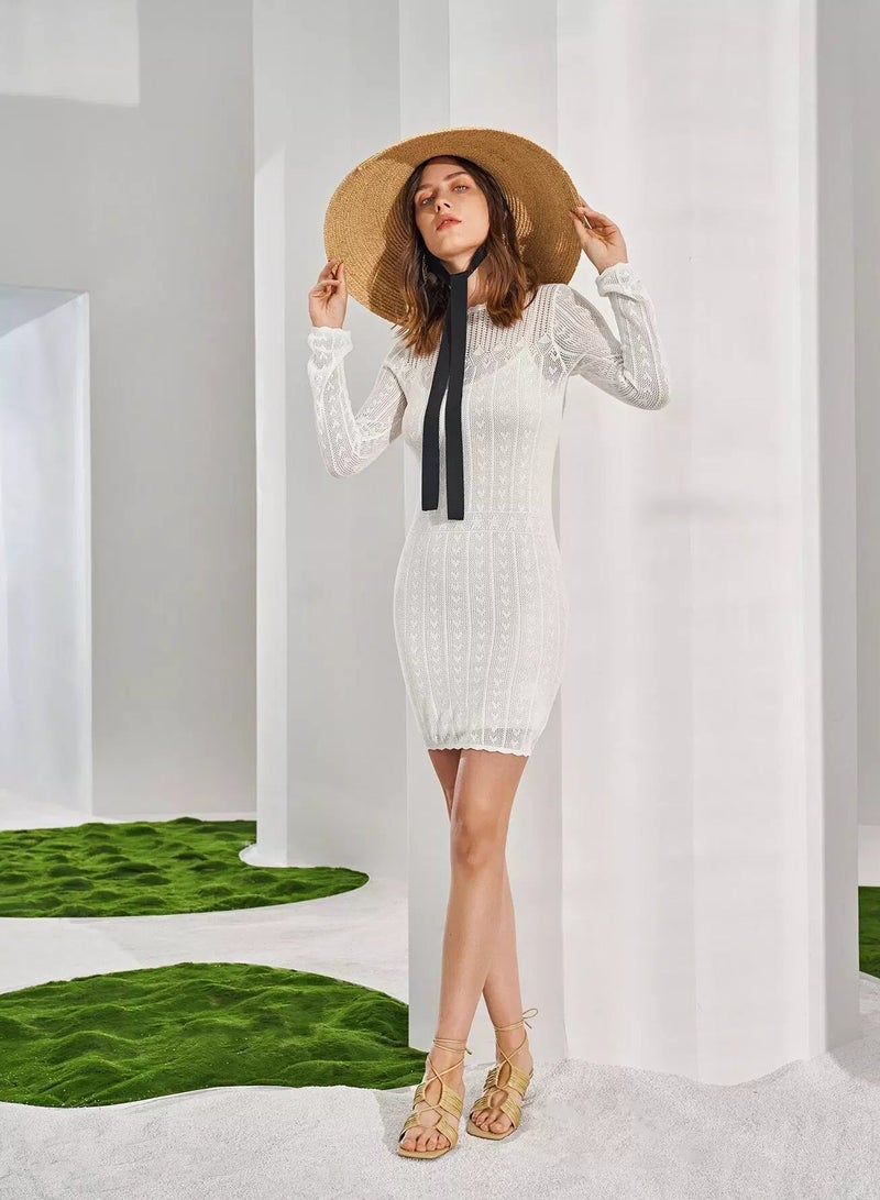 Open Knit Sweater Dress Without Slip Dress - Image 3