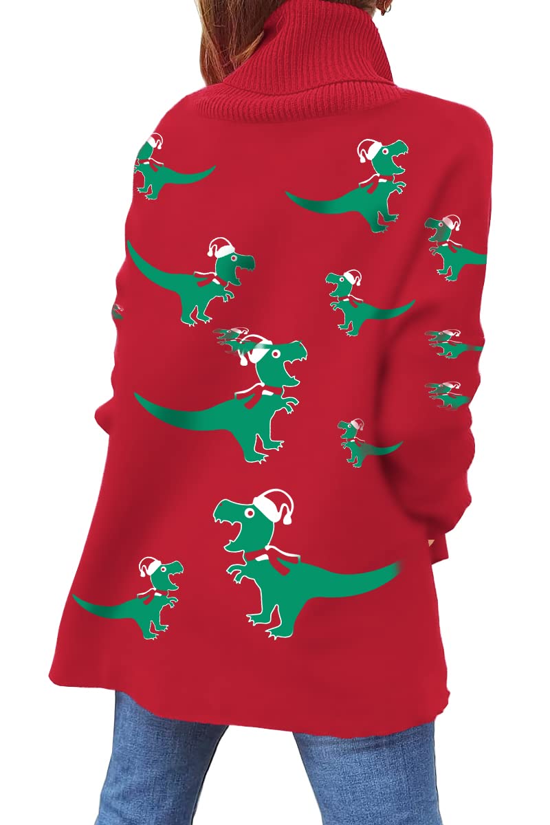 LILLUSORY Ugly Christmas Sweater Womens 2025 Oversized Long Tunic Cozy Winter Trendy Plus Size Poncho Dress Cute Pullover Turtleneck Fashion Work Festival Holiday Clothes Outfit Clothing - Image 2
