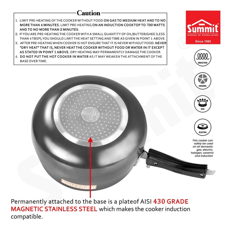 Summit Innerlid 2L Contura Induction Base Hard Anodised Pressure Cooker - Image 4