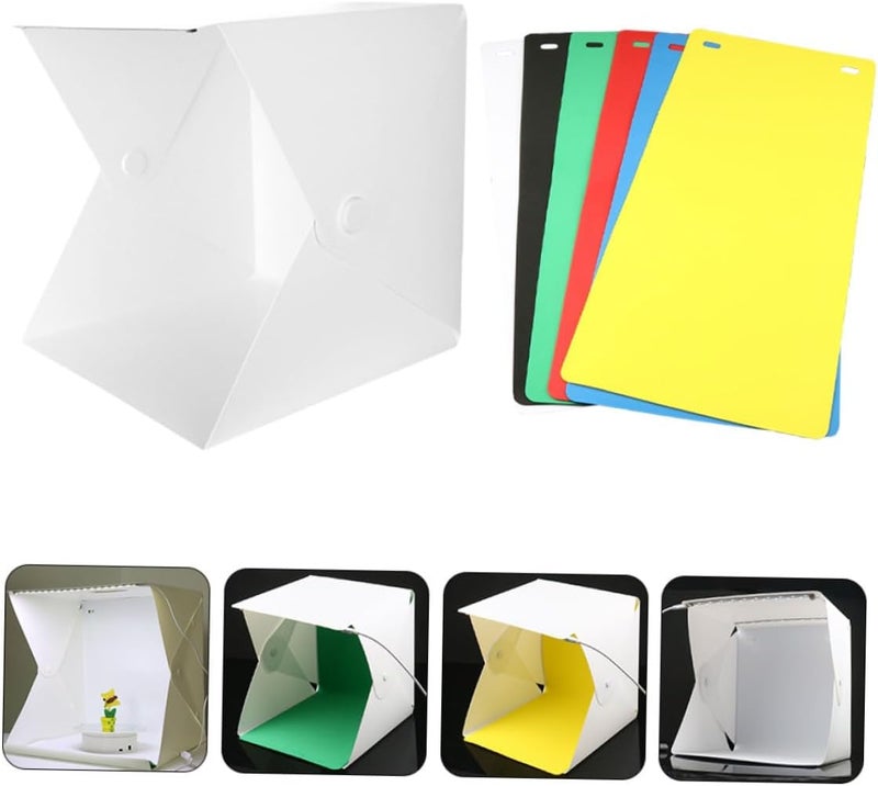 Kisangel Mini Photo Box with LED Double Light Strips and 6 Colored Backdrops, Portable Folding 30cm Photography Lighting Cube Tent for Studio and Travel Use - Image 5