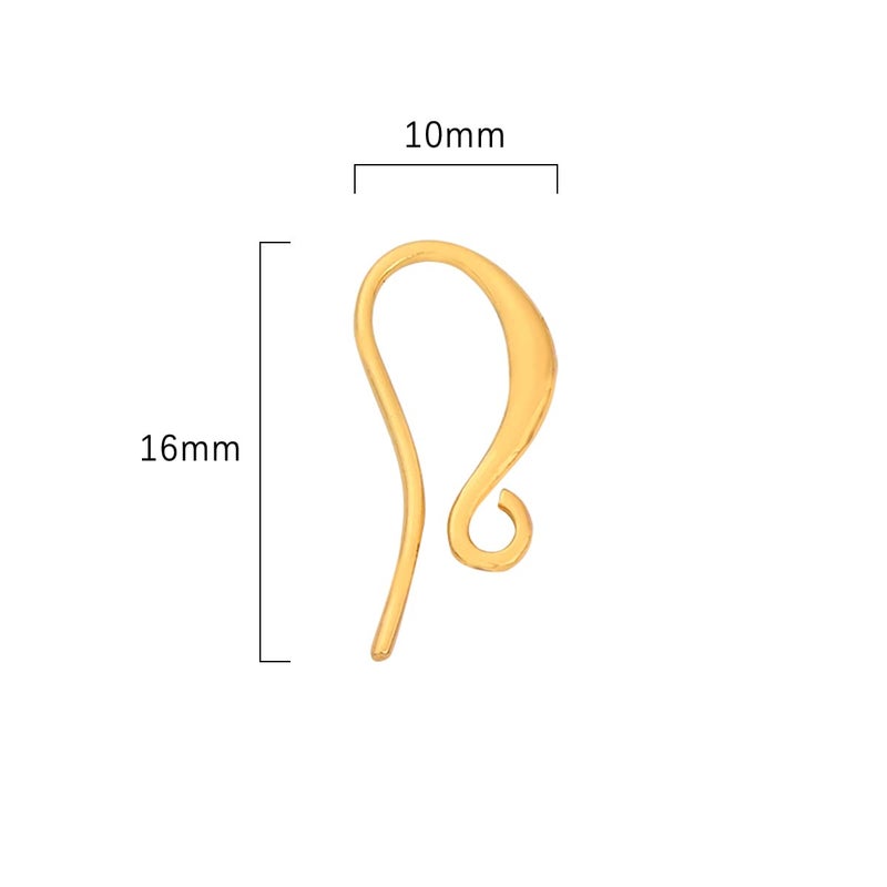 BEADIA 18K Gold Plated Earring Hooks 10x16mm 20pcs for Jewelry Making Findings - Image 2