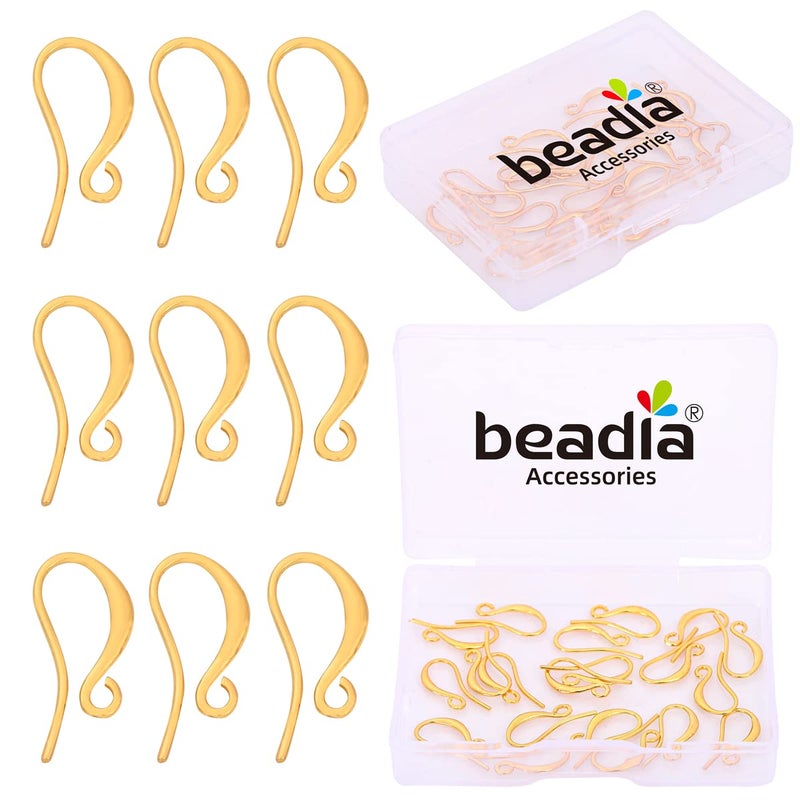 BEADIA 18K Gold Plated Earring Hooks 10x16mm 20pcs for Jewelry Making Findings - Image 1