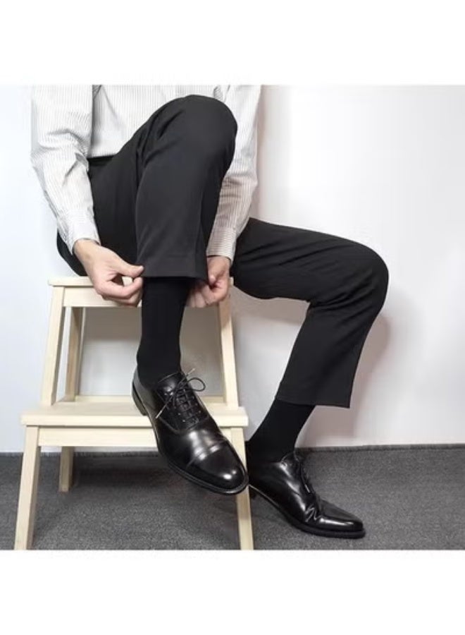 DUNISO 5 Pairs Men's Dress Socks，Mens Cotton Calf Business Formal Socks Soft Breathable Athletic Long Crew Casual Socks，Black - Image 4