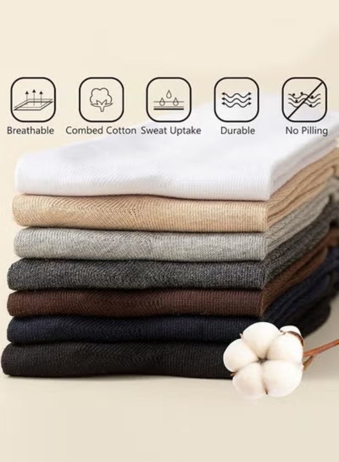 DUNISO 5 Pairs Men's Dress Socks，Mens Cotton Calf Business Formal Socks Soft Breathable Athletic Long Crew Casual Socks，Black - Image 5