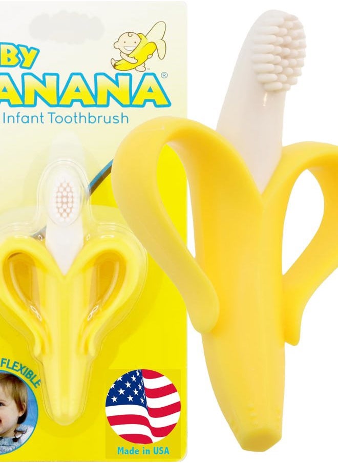 Baby Banana The Original Baby Banana Toothbrush Teether Toy, for Babies Infants Toddlers; USA Family-Owned Business; Teething Relief for Sore Gums, Massaging Soothing; Safest Food Grade Silicone  - Image 1
