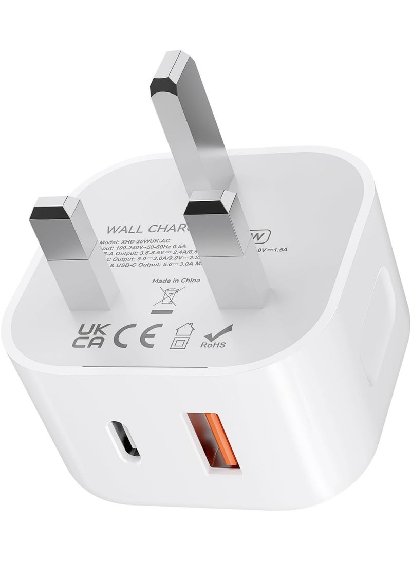 Cite موصل USB C، شاحن حائط USB C بقوة 20 واط، محول شحن سريع مزدوج المخرج متوافق مع iPhone 15/15 Pro/15 Pro Max/14/14 Pro/13/13 Mini/12/12...  - Image 1