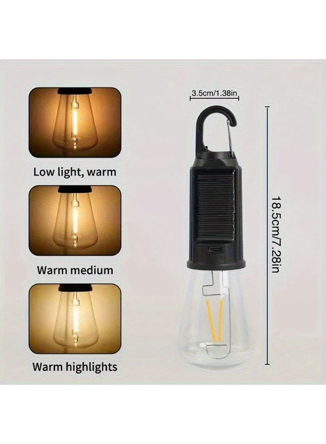 قطعتان من فانوس الطاقة الشمسية للمخيم مع 3 مستويات لإعتام الضوء وشاحن USB سريع - ضوء خارجي محمول - Image 5