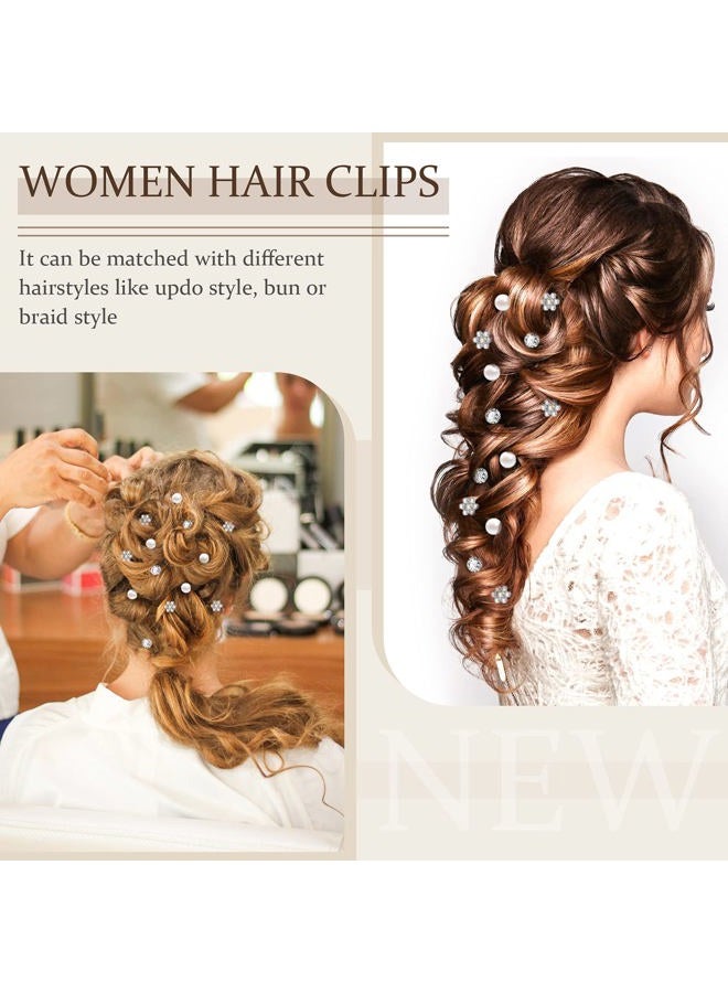 Canlierr 36 Pieces Spiral Hair Pins Gems for Hair Rhinestone Pearl Pin for Wedding Crystal Twister with Silver Coil Jewelry Clip for Wedding Bridal Prom Party - Image 5