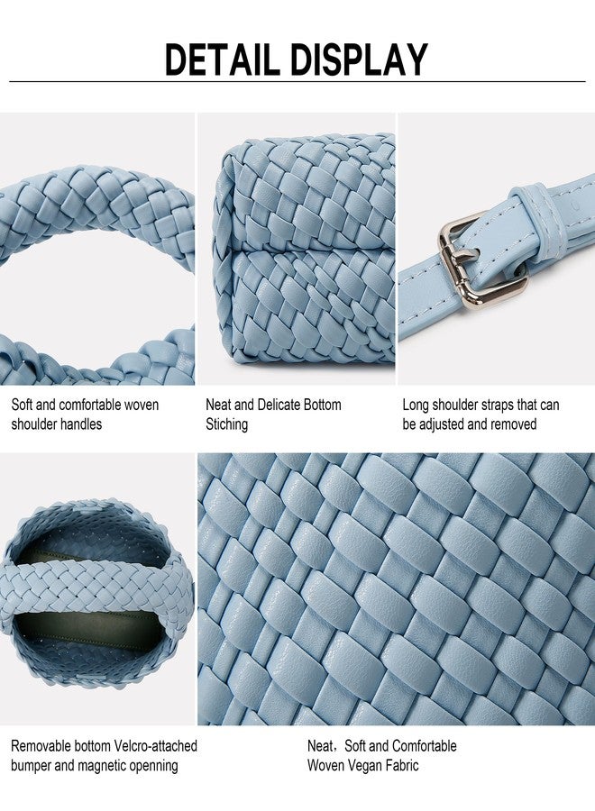 Queenoris Fashion Small Woven Bag for Women, Handmade MINI HOBO Tote Bag Crossbody Handbag Travel Summer Beach Bag - Image 5