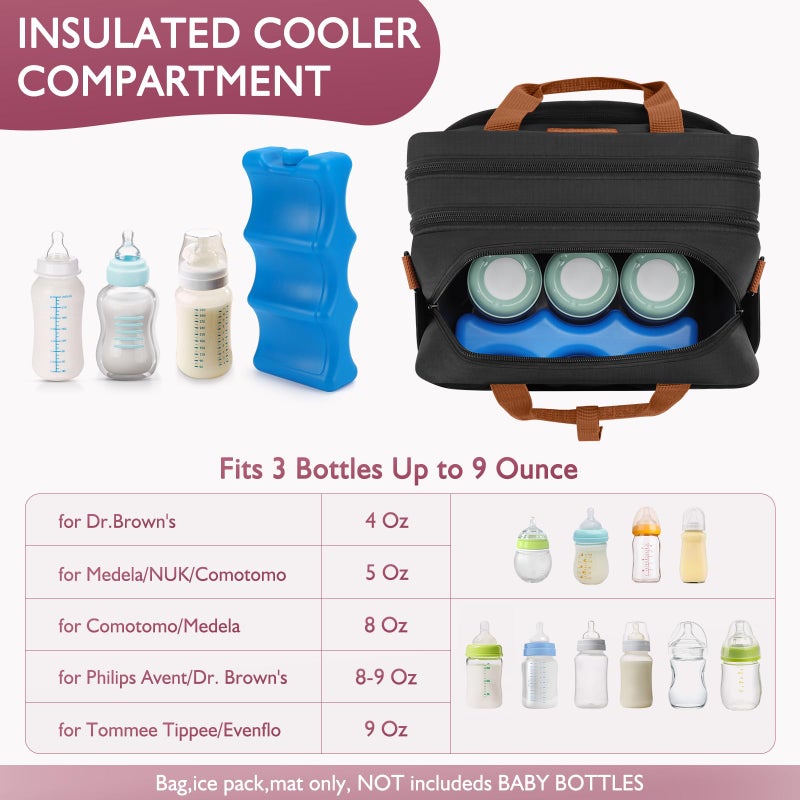 HavenMinds Detachable Breast Milk Cooler Travel Bag with Ice Pack, Double Layer Breast Pump Bag Compatible for Wearable Breast Pump, Portable Breastmilk Cooler Bag & Carrying Case with Waterproof Mat - Image 5