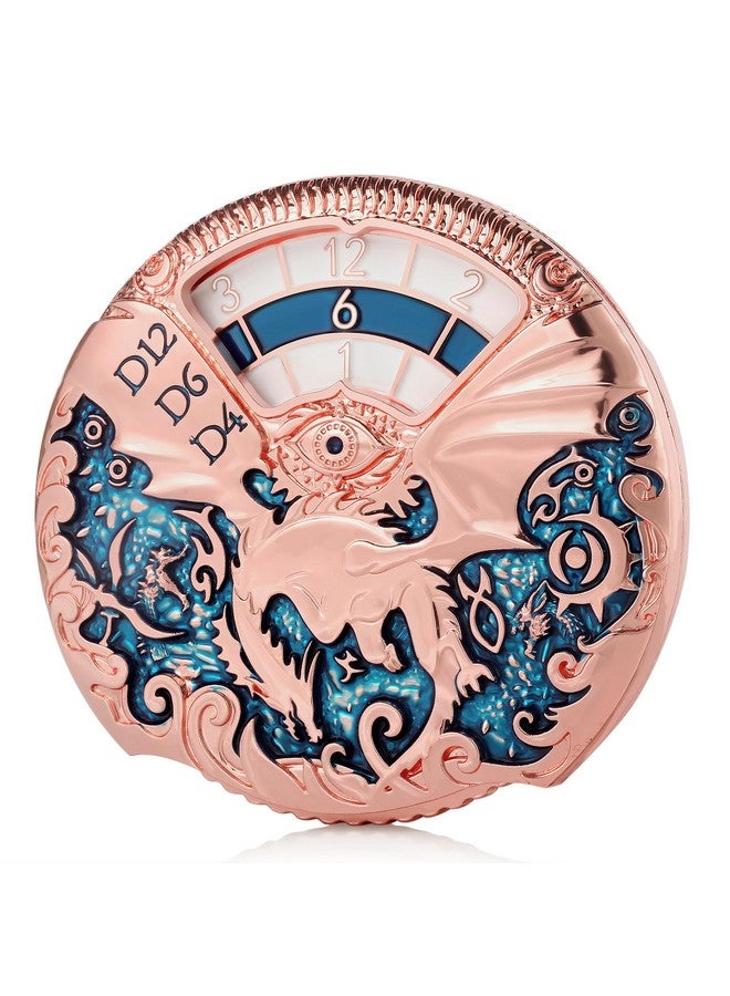 DNDND Dragon Roulette Metal Spinner Dice 7-in-1 Spinning DND Dice Set with Gorgeous Gift Box for Dungeons and Dragon and Role Playing Game(Rose Gold with Teal) - Image 1