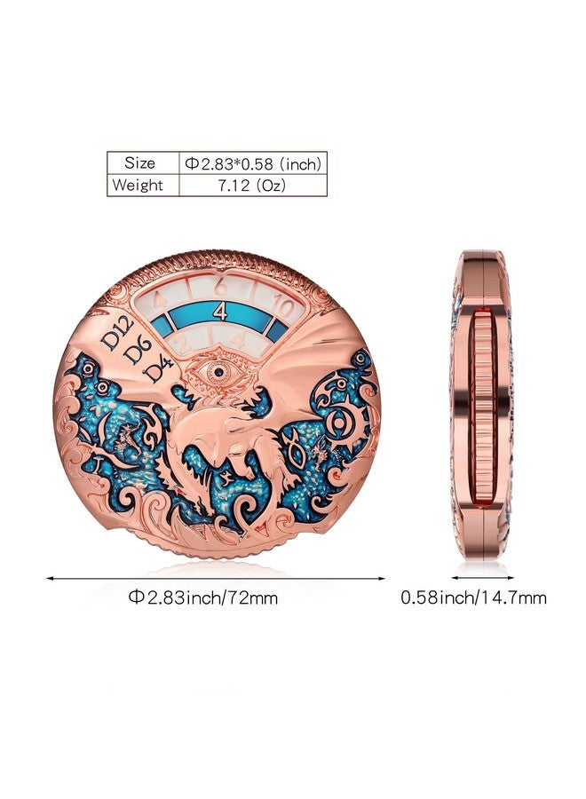 DNDND Dragon Roulette Metal Spinner Dice 7-in-1 Spinning DND Dice Set with Gorgeous Gift Box for Dungeons and Dragon and Role Playing Game(Rose Gold with Teal) - Image 3