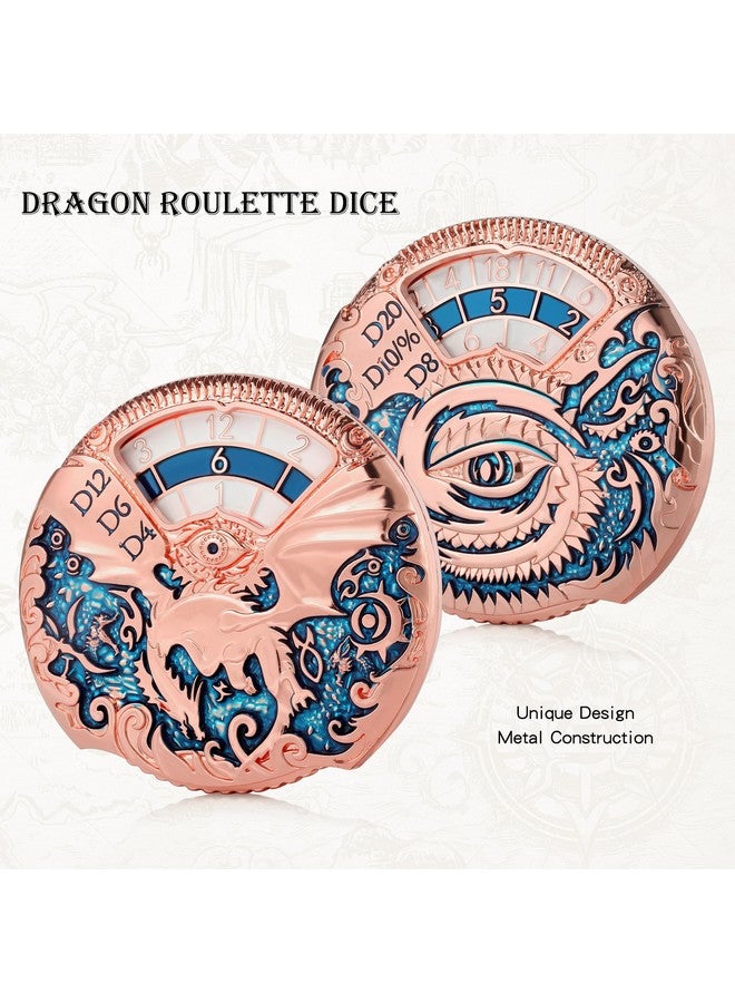DNDND Dragon Roulette Metal Spinner Dice 7-in-1 Spinning DND Dice Set with Gorgeous Gift Box for Dungeons and Dragon and Role Playing Game(Rose Gold with Teal) - Image 4