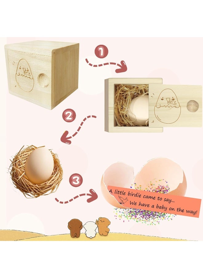 1DFAUL Egg Baby Announcement Reveal Ideas, Surprise Pregnancy Announcement Wood Box for Grandparents Husband Parents Friends, Baby Fun Gifts Box Idea - Image 2