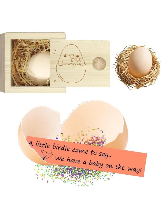 1DFAUL Egg Baby Announcement Reveal Ideas, Surprise Pregnancy Announcement Wood Box for Grandparents Husband Parents Friends, Baby Fun Gifts Box Idea - Image 1