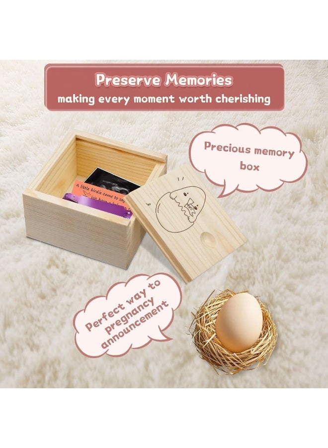 1DFAUL Egg Baby Announcement Reveal Ideas, Surprise Pregnancy Announcement Wood Box for Grandparents Husband Parents Friends, Baby Fun Gifts Box Idea - Image 5