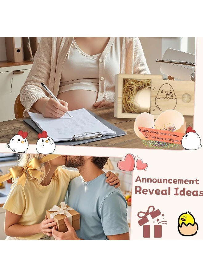 1DFAUL Egg Baby Announcement Reveal Ideas, Surprise Pregnancy Announcement Wood Box for Grandparents Husband Parents Friends, Baby Fun Gifts Box Idea - Image 4