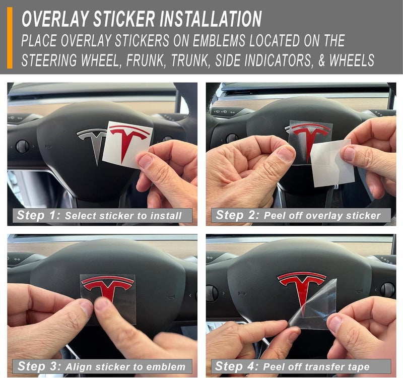 Custom Cut Graphics Logo Decal Overlay Stickers for Tesla Model Y (2020 to 2025), 11-pc Set in Gloss Orange - Image 5