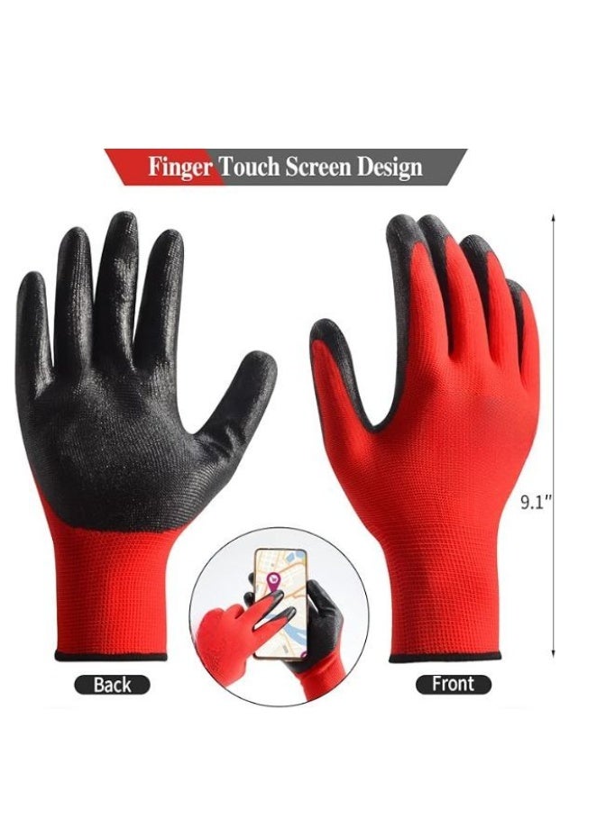 Work Gloves Set 24 Pairs Large Size, Rubber Coated Safety Gloves, Breathable Protective Gloves for Gardening, Construction, Maintenance and Daily Work Tasks - Image 4