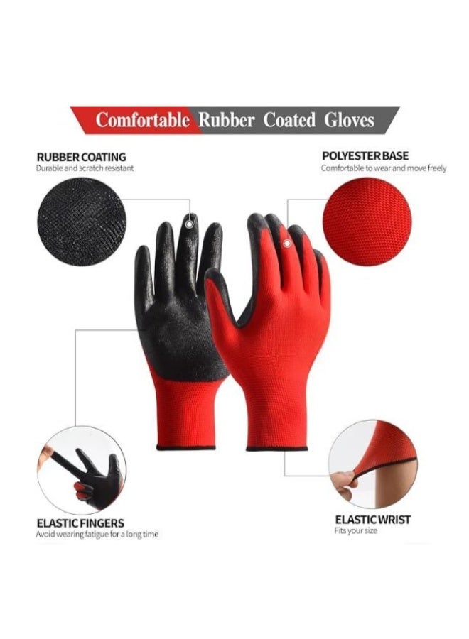 Work Gloves Set 24 Pairs Large Size, Rubber Coated Safety Gloves, Breathable Protective Gloves for Gardening, Construction, Maintenance and Daily Work Tasks - Image 3
