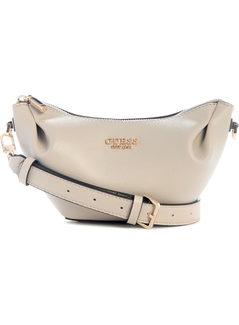 جس حقيبة كتف GUESS طراز Amorette بسحاب علوي، لون رمادي-بني فاتح Taupe، مقاس موحد - Image 1