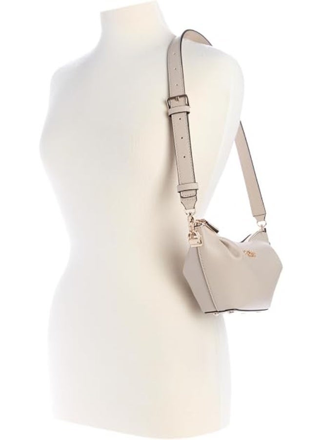 جس حقيبة كتف GUESS طراز Amorette بسحاب علوي، لون رمادي-بني فاتح Taupe، مقاس موحد - Image 5