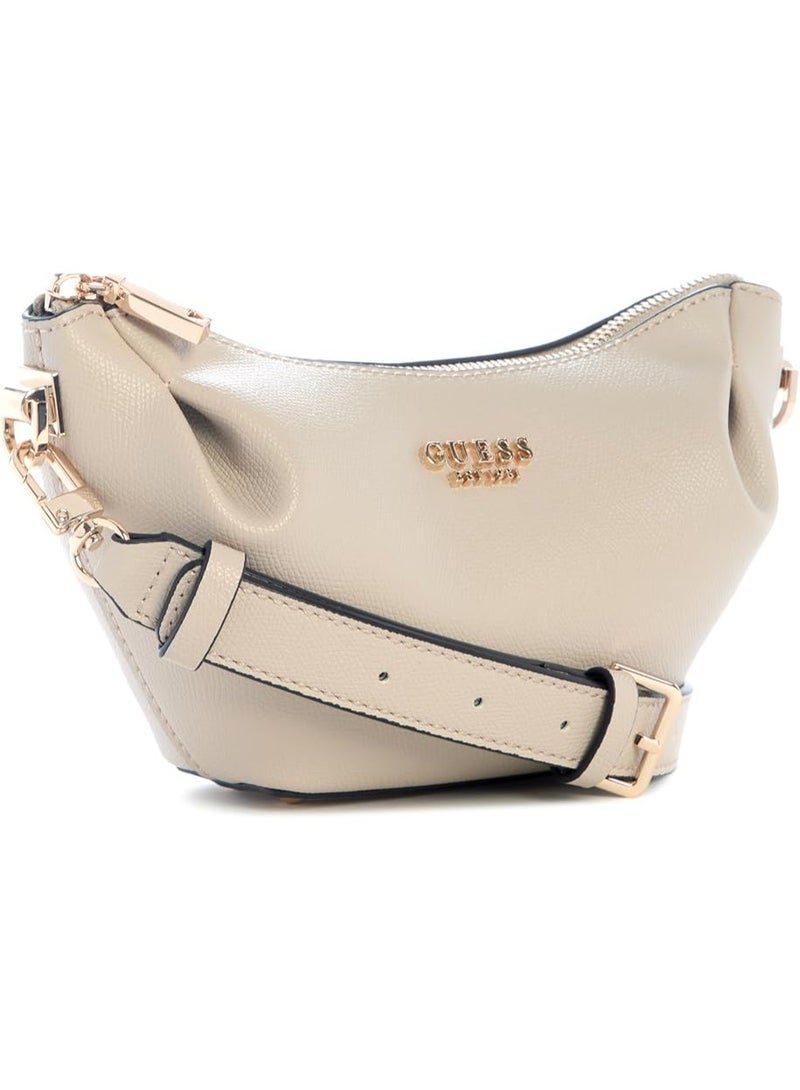 جس حقيبة كتف GUESS طراز Amorette بسحاب علوي، لون رمادي-بني فاتح Taupe، مقاس موحد - Image 3