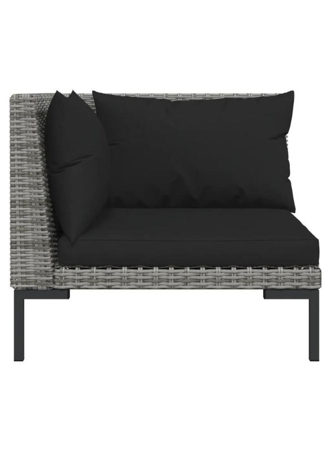 vidaxl vidaXL 3 Piece Garden Lounge Set Dark Grey Half Round Poly Rattan  - Image 2