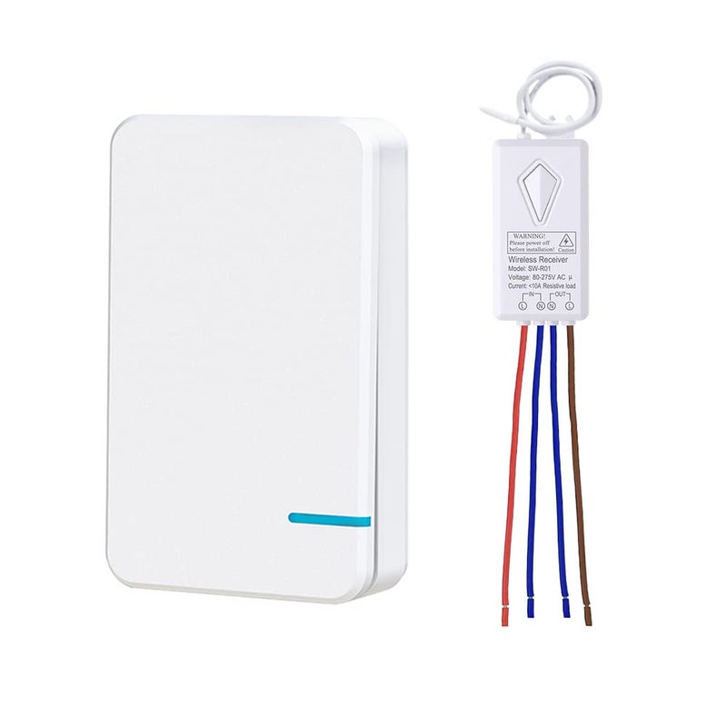 Thinkbee Wireless Light Switch Kit, No Wiring Mini Remote Switch, No WiFi Needed, Outdoor 1969ft Indoor 328ft Remote Control Lighting Fixture for Led Light, Ceiling Lights and Lamps, Waterproof - Image 1