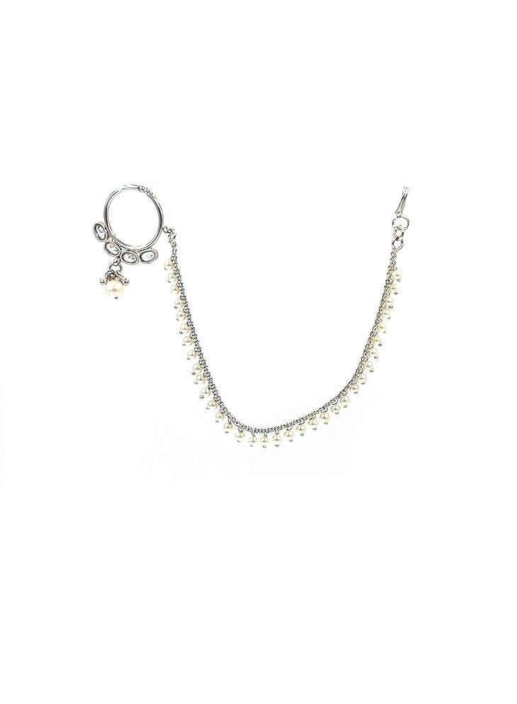 GOHONA GOHONA Indian Traditional Bollywood Style Hoop Pin Chain Bridal Nose Ring for Women - Image 1