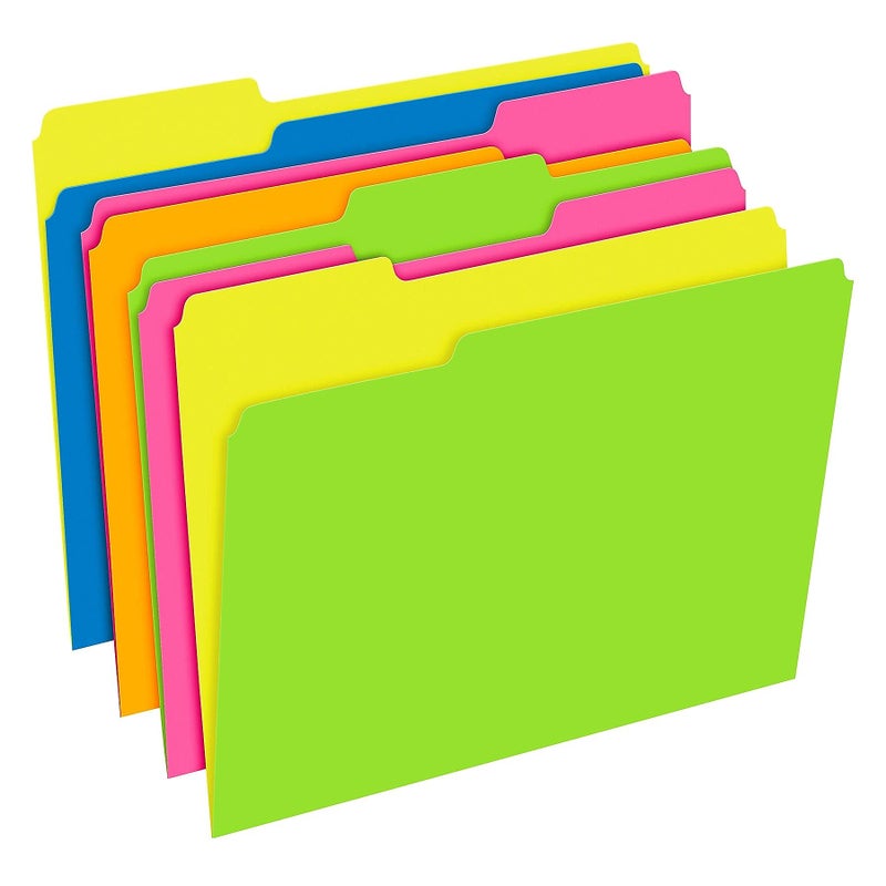 Pendaflex Pendaflex Glow Twisted Twin File Folders Assorted 13 Cut 12Pack