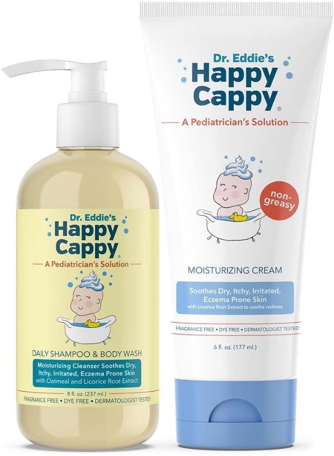 Happy Cappy Baby Shampoo and Body Wash and Moisturizing Cream Bundle - Image 1