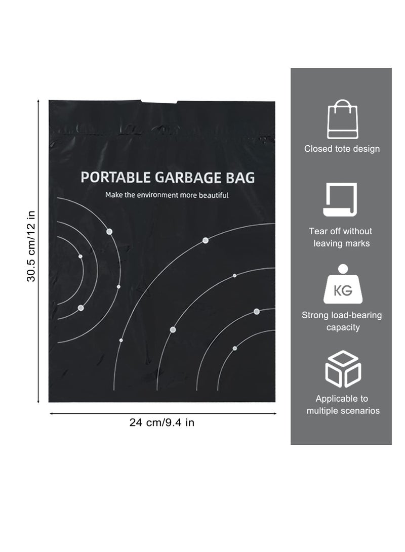 SYOSI Disposable Trash Bags for Cars, 40 Pack Vomit Bags, Portable Drawstring, Paste Dual-Use Self Adhesive Cleaning Bags, Easy Stick on and Hanging, for Cars Kitchens Bedrooms Travel Office (Black) - Image 3