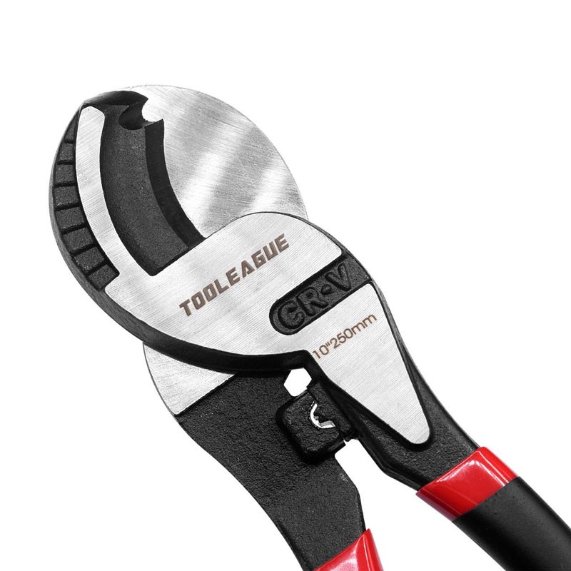 TOOLEAGUE 10 Inches Cable CutterHeavy Duty Cable Cutting High Leverage Cutter For Aluminum Copper Wire Communication Cable with Crimping and Wire Cutting FunctionBlack