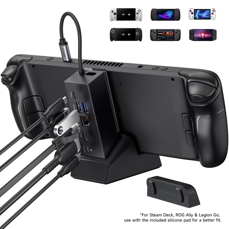 JSAUX Docking Station & 100W Charger for ROG Xbox Ally X (2025)/ROG Ally X/Steam Deck/Legion Go, 6-in-1 Dock with HDMI 4K@120Hz, Gigabit Ethernet, Dual USB A & USB C 3.2 Gen 1, 100W Charging - HB0609 - Image 2