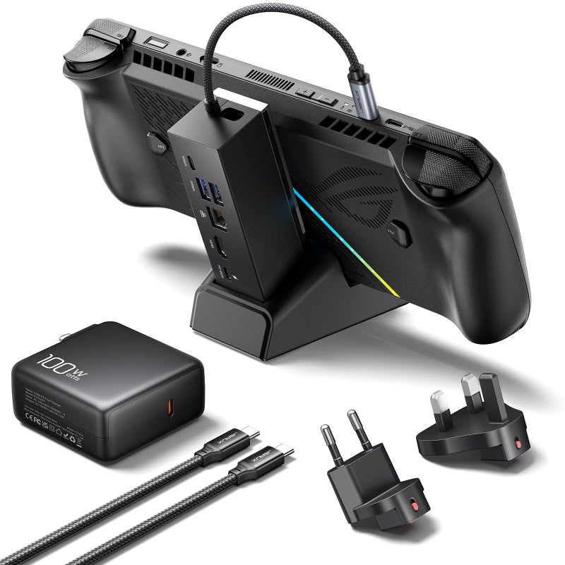 JSAUX Docking Station & 100W Charger for ROG Xbox Ally X (2025)/ROG Ally X/Steam Deck/Legion Go, 6-in-1 Dock with HDMI 4K@120Hz, Gigabit Ethernet, Dual USB A & USB C 3.2 Gen 1, 100W Charging - HB0609 - Image 1