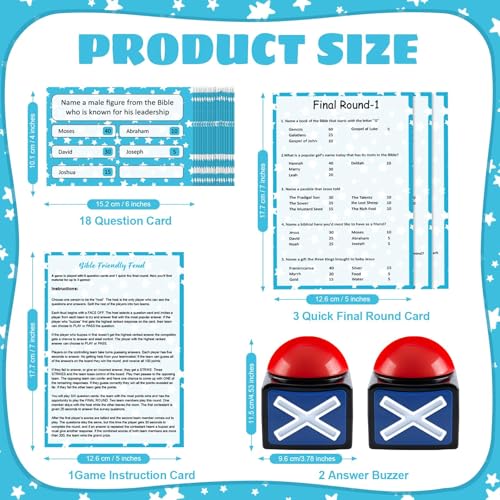 APUDWN Christian Bible Friendly Feud Game with 2 Answer Buzzers Fun Family Religious Board Games for Adults Feud Church Card Trivia Quiz Activities for Holiday Party Family Office Group Team Building - Image 5