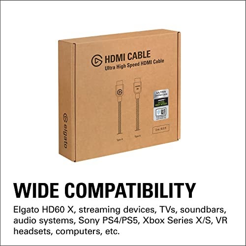 Elgato Ultra High Speed HDMI Cable – Certified HDMI 2.1, 48 Gbit/s, Supports 8K@60Hz, 4K@120Hz, Dynamic HDR, eARC, Dolby Atmos, Compatible with HD60 X, Sony PS4/PS5, Xbox Series X/S etc., 6.5ft - Image 4