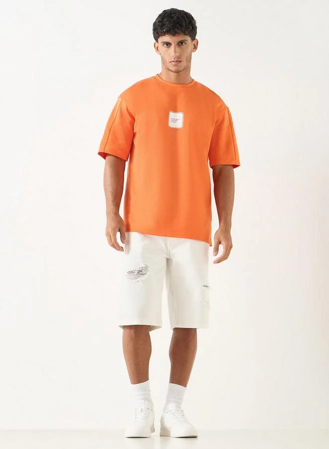 Lee Cooper Lee Cooper Printed Crew Neck T-shirt with Short Sleeves