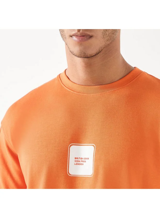 Lee Cooper Lee Cooper Printed Crew Neck T-shirt with Short Sleeves