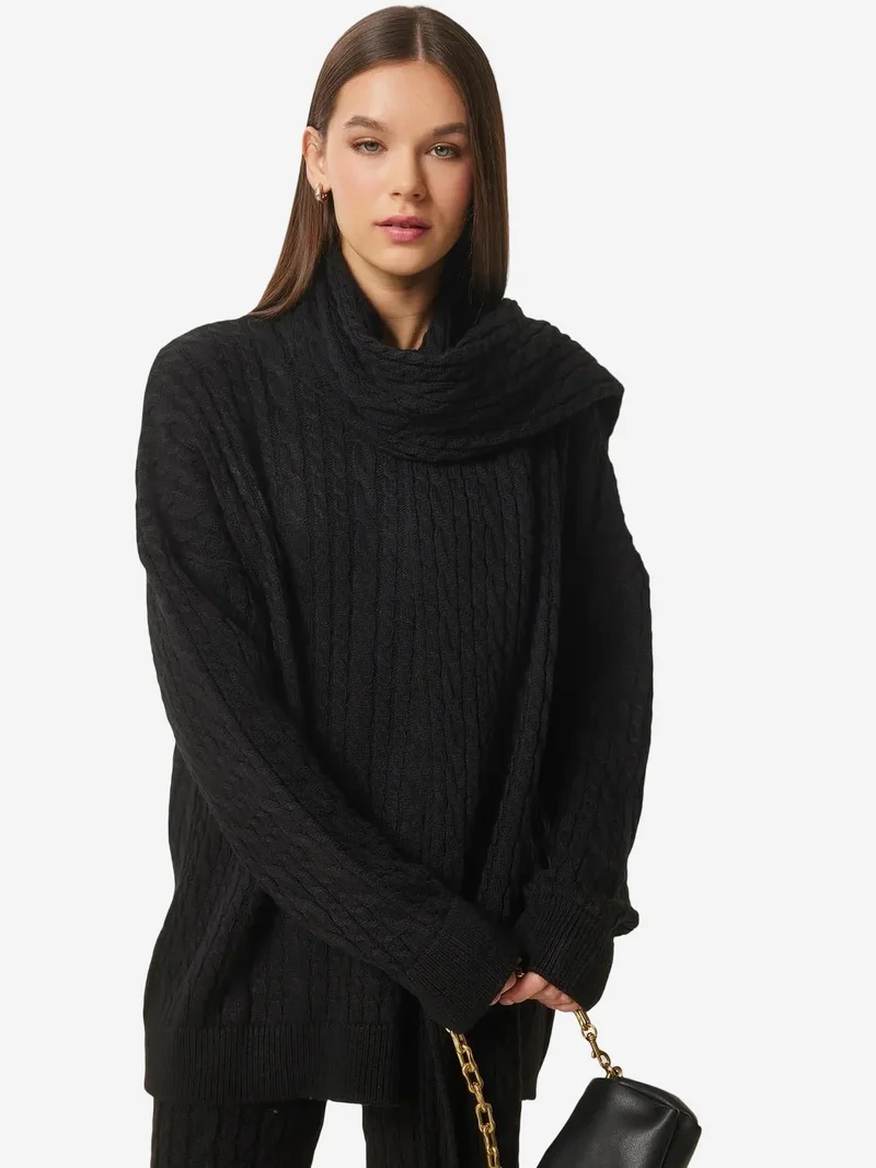 إسطنبول الساحرة ISTANBUL Hair Braid Knitwear Two-Piece Set with Scarf