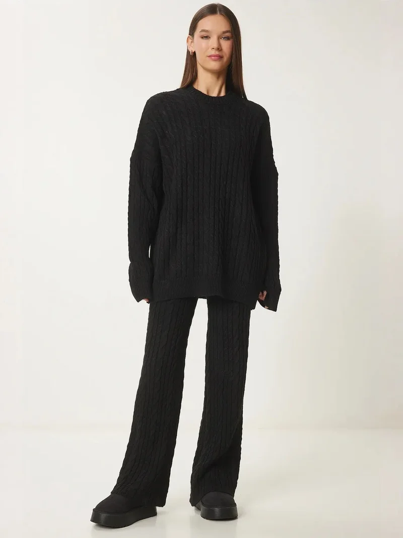 إسطنبول الساحرة ISTANBUL Hair Braid Knitwear Two-Piece Set with Scarf