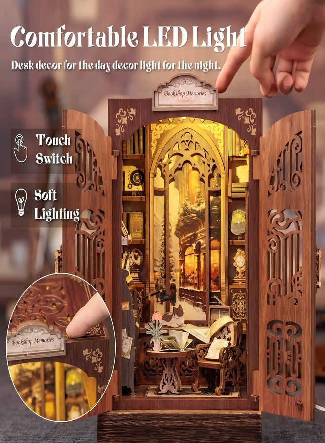 Fsolis Book Nook Kit, DIY Miniature Dollhouse Kit 3D Puzzles for Adults and Beginners, 127 Wooden Pieces, Tiny House Mini Booknook Craft Bookshelf Decor, Gifts for Women Book Lovers(Bookshop Memory) - Image 3